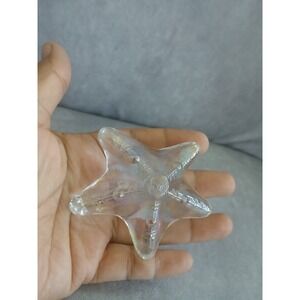Iridescent Art Glass Starfish Paperweight Aurora Borealis Coastal Decor 2.75"